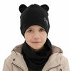 Czapka i komin dla chłopca jesienny, wiosenny komplet, czarny Cymes