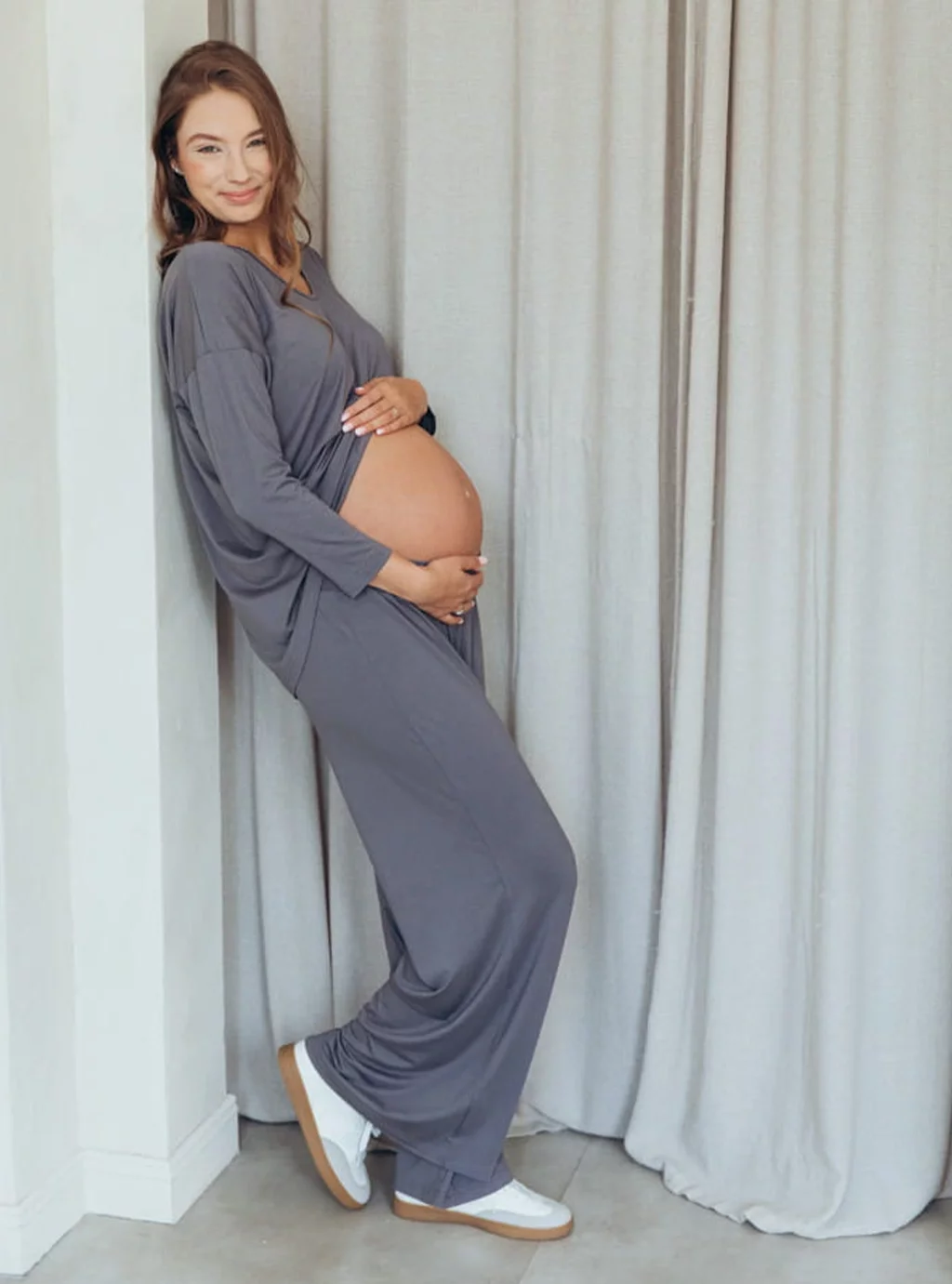 Spodnie ciążowe MOCHA stalowe