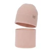 Czapka i komin dla dziewczynki jesienny, wiosenny komplet, różowy, 100% wełniany merino Magenta