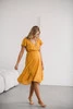 Sukienka ciążowa i do karmienia Lovely Dress Midi krótki rękaw musztardowa w groszki