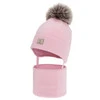 Czapka i komin dla dziewczynki zimowy komplet, różowy, 100% wełniany merino, podszyty bawełną, Senira