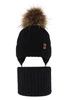 Czapka i komin dla chłopca zimowy komplet, czarny, 100% wełniany merino, wiązany Juno