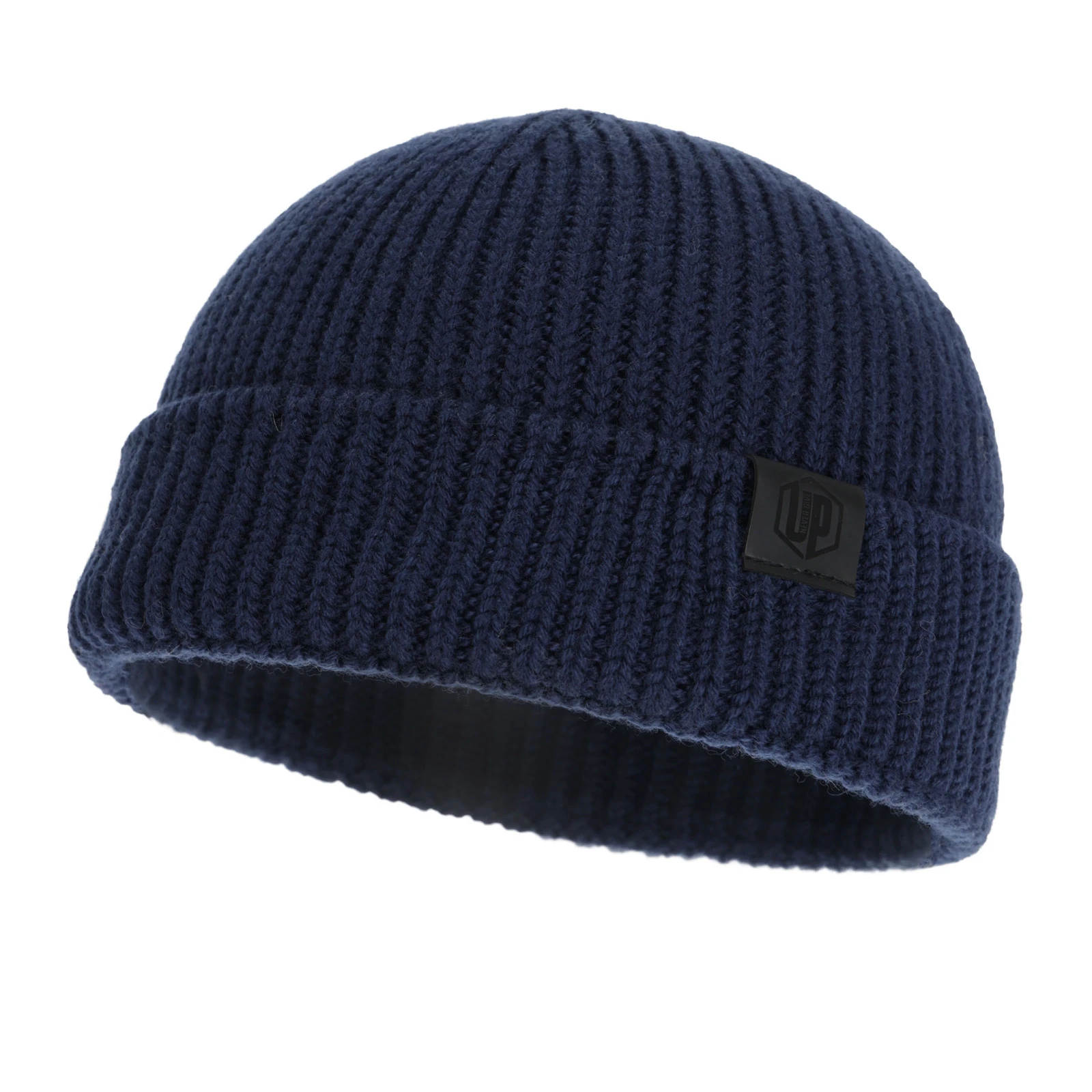 Czapka zimowa męska, granatowa, 100% wełniana merino, bezszwowa Smoky