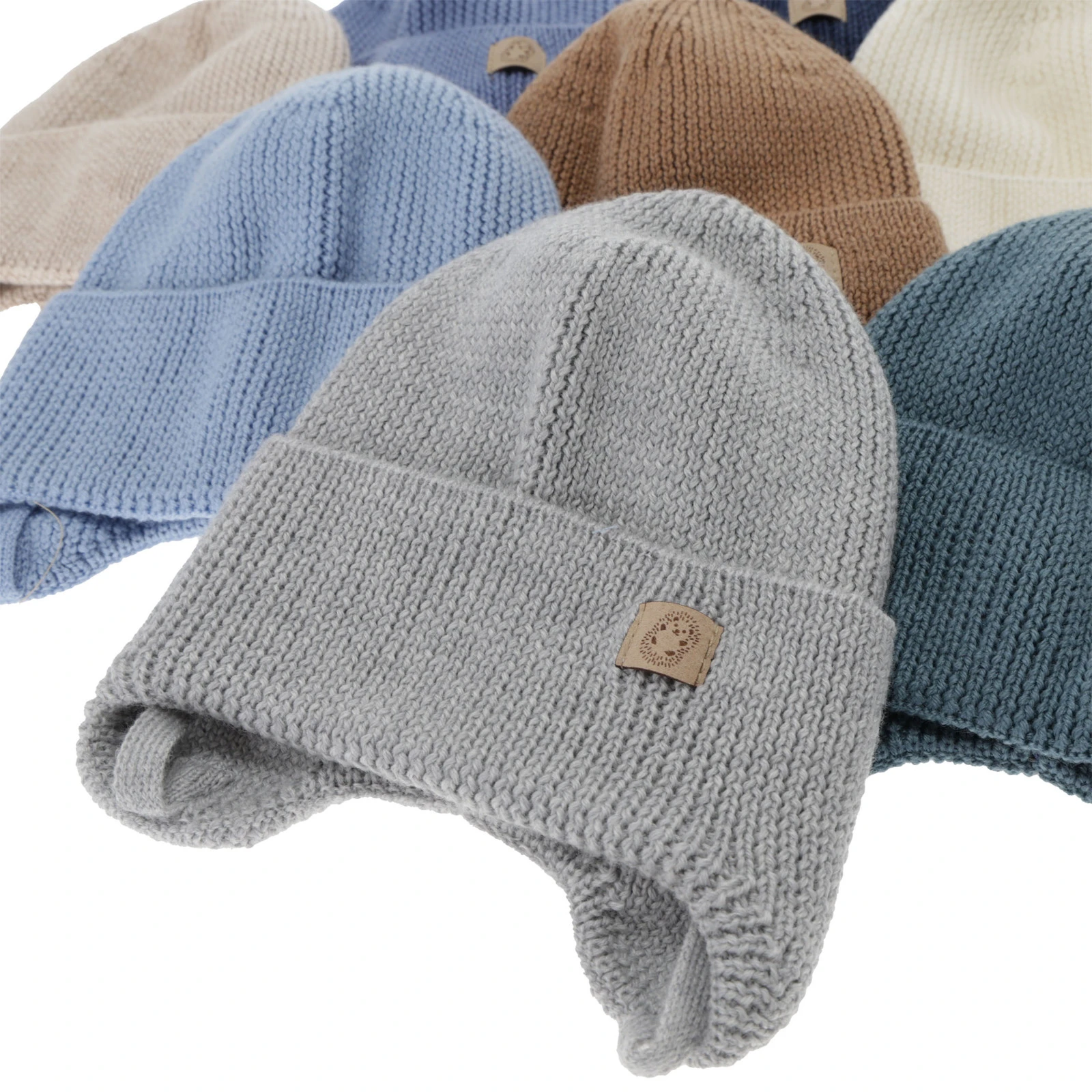 Czapka zimowa, jesienna, wiosenna dla chłopca, 100% wełniana merino, wiązana, beżowa Bakadi