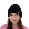 Czapka zimowa damska, czarna, z wełną merino Shila