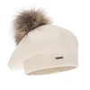 Beret damski zimowy, kremowy, z wełną merino Bonnie