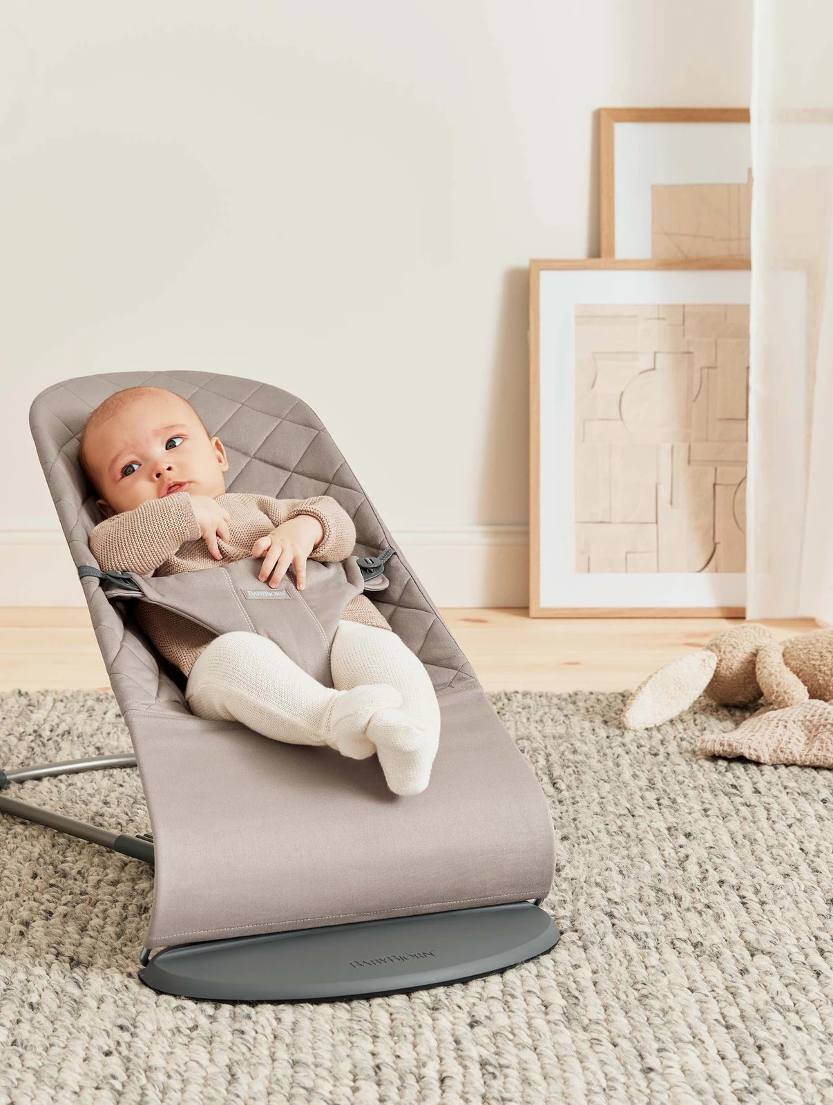 BABYBJORN - leżaczek BLISS Woven, Piaskowoszary