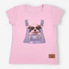 T-shirt Dziewczęcy Z Krótkim Rękawem Piesek Różowy
