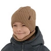 Czapka i komin dla chłopca zimowy komplet, beżowy, 100% wełniany merino Wilson