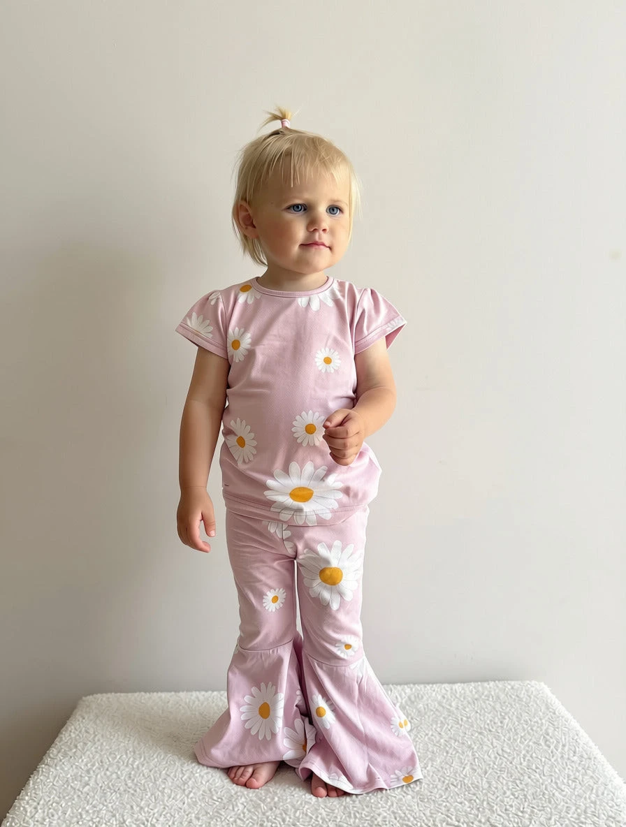 Leginsy Super-dzwony DAISY różowy,stokrotki