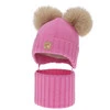 Czapka i komin dla dziewczynki, zimowy komplet, różowy, 100% wełniany merino, podszyty polarem wełnianym, Ronia