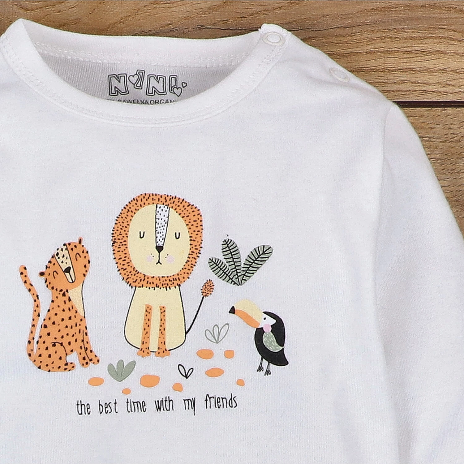Body niemowlęce Wild Animals  z bawełny organicznej - białe