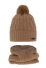 Czapka i komin dla chłopca zimowy komplet, camel, z pomponem, wełniany merino Talar