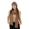 Czapka i szalik damski zimowy komplet, camel, 100% wełniana merino Melpomena