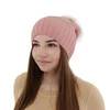 Czapka zimowa damska, różowa, z pomponem, z wełną merino Malga