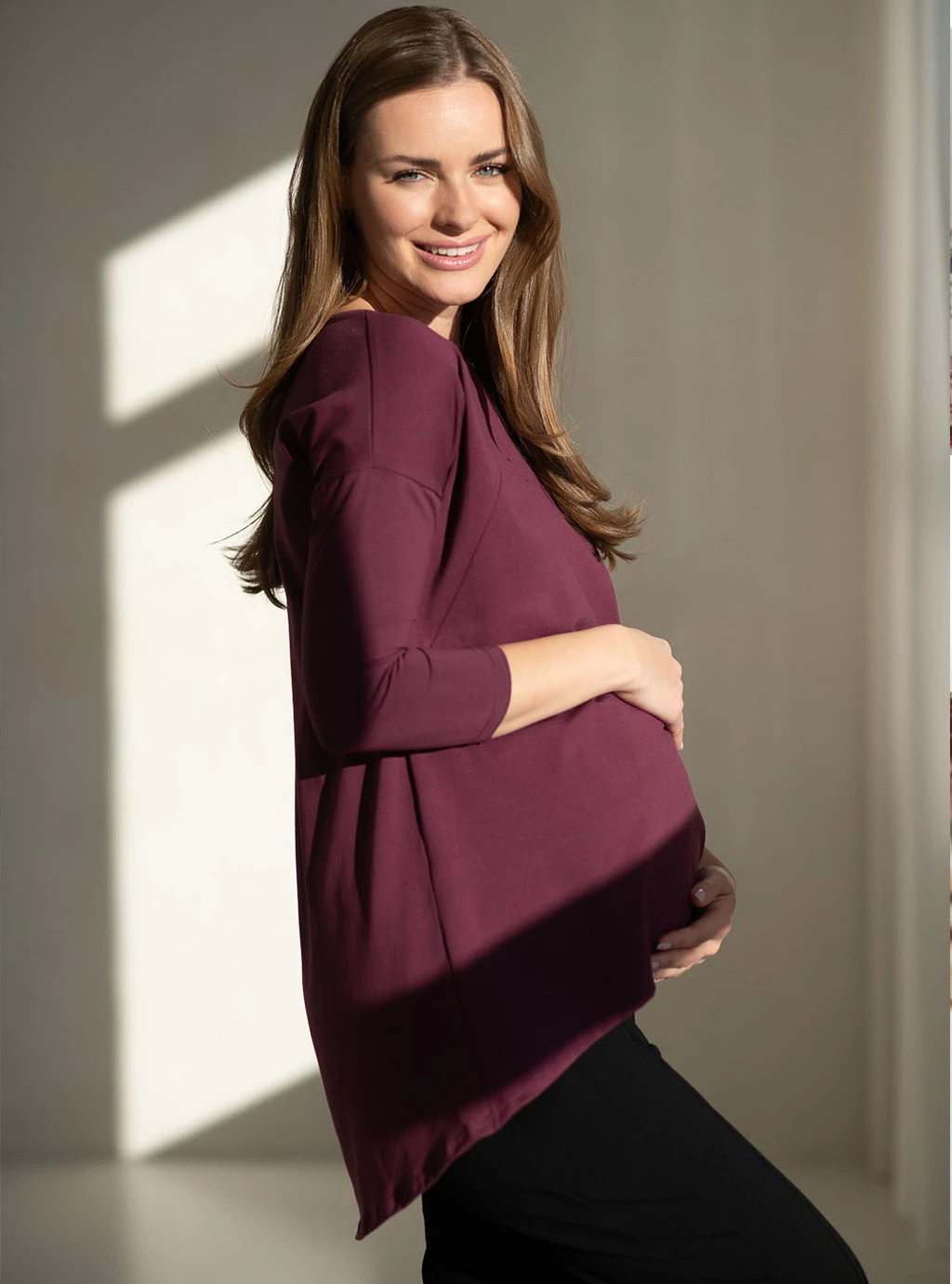 Bluzka/tunika ciążowa i do karmienia Mommy mauve wine