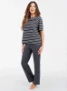 Betty piżama damska krótki rękaw. długie spodnie druk grafitowy/grafitowy