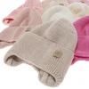 Czapka zimowa, jesienna, wiosenna dla dziewczynki, 100% wełniana merino, wiązana, różowa Bafra