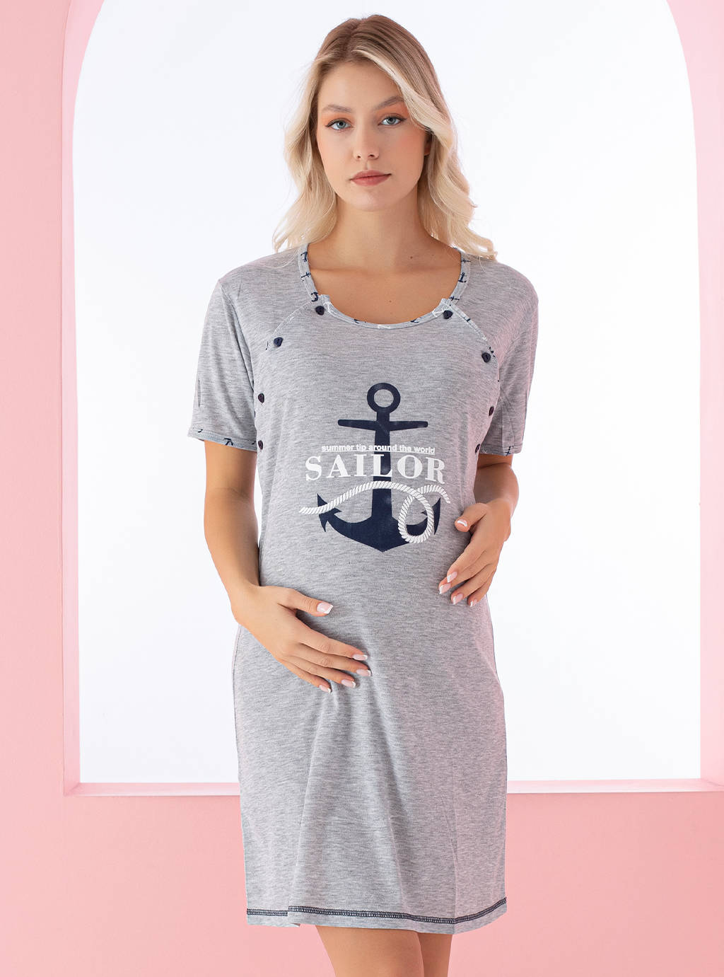 Koszula ciążowa Sailor - szara
