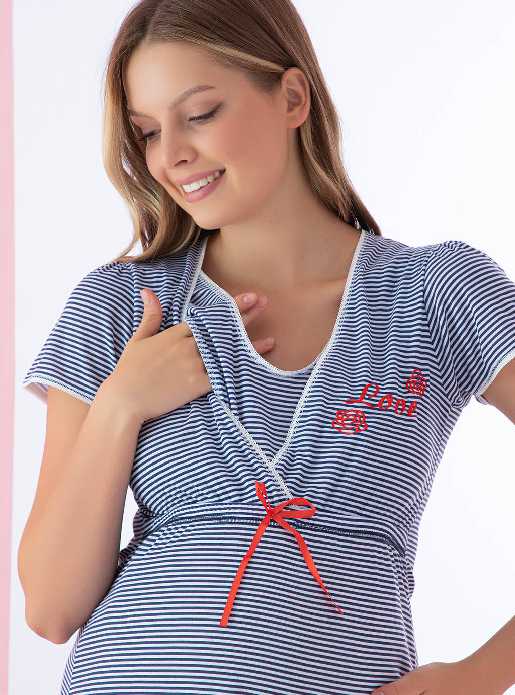 Koszula ciążowa na zakładkę - Sailor Marine
