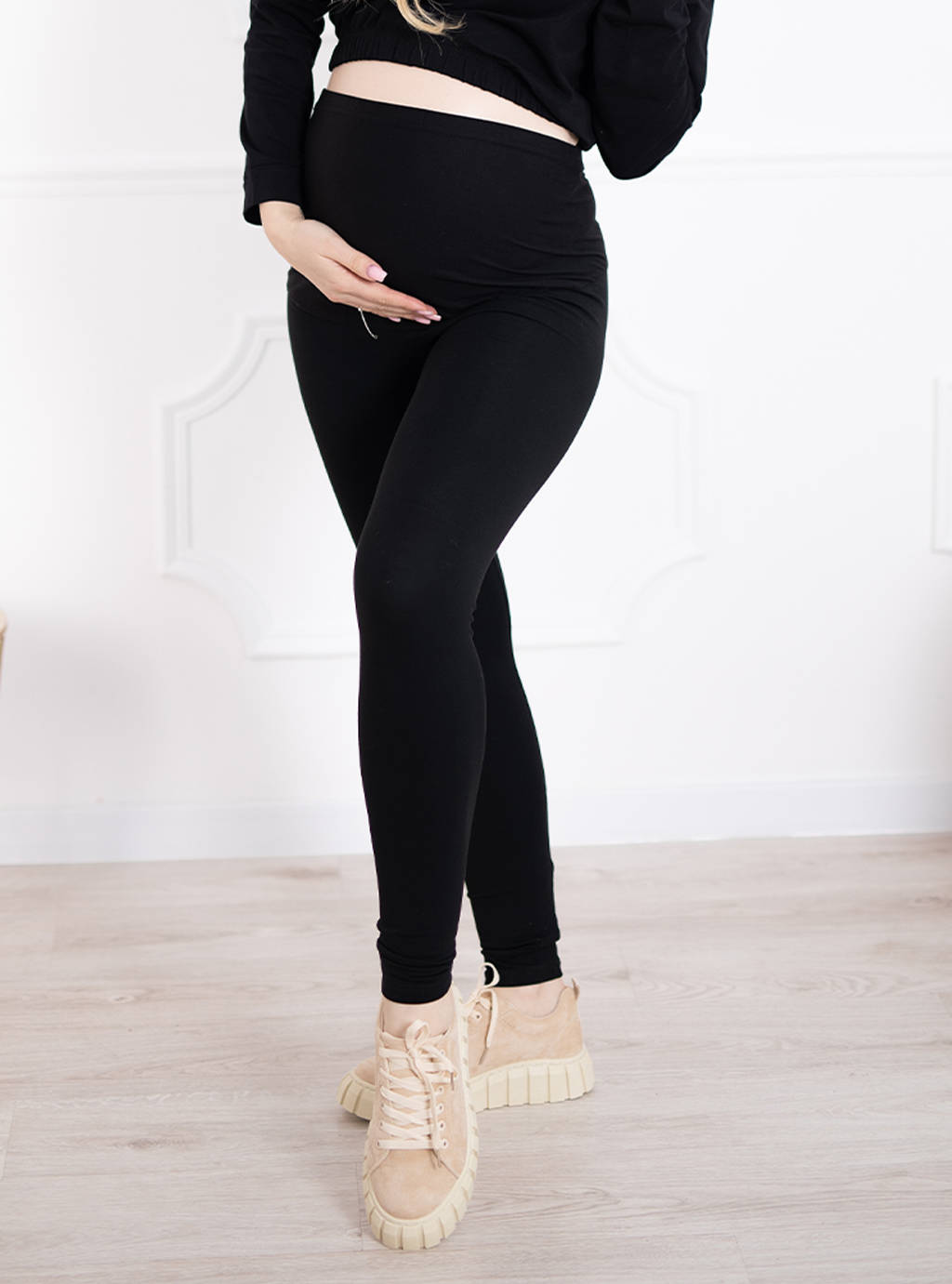 Legginsy Ciążowe Plus Size - Czarne