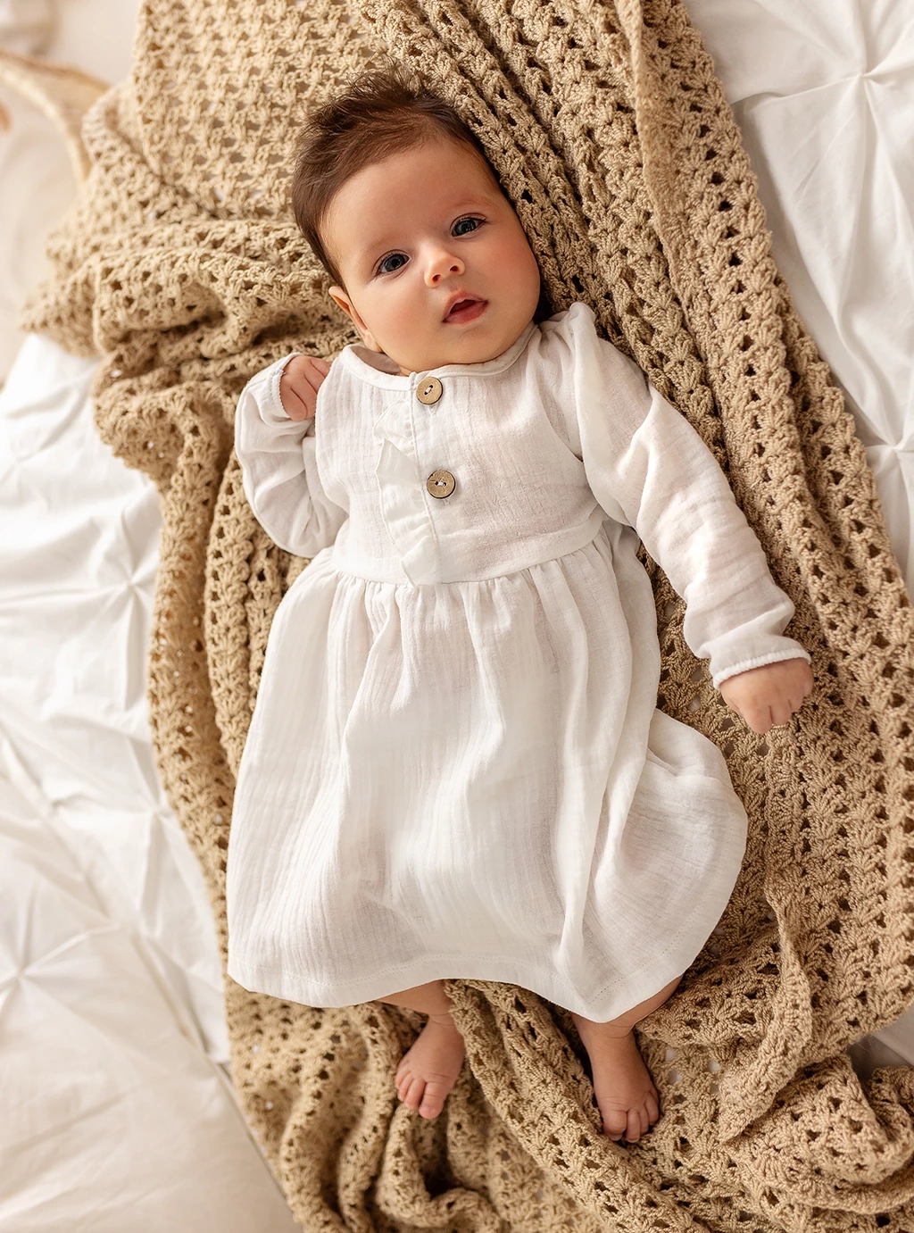 Sukienka niemowlęca muślinowa Just Muslin - Ecru
