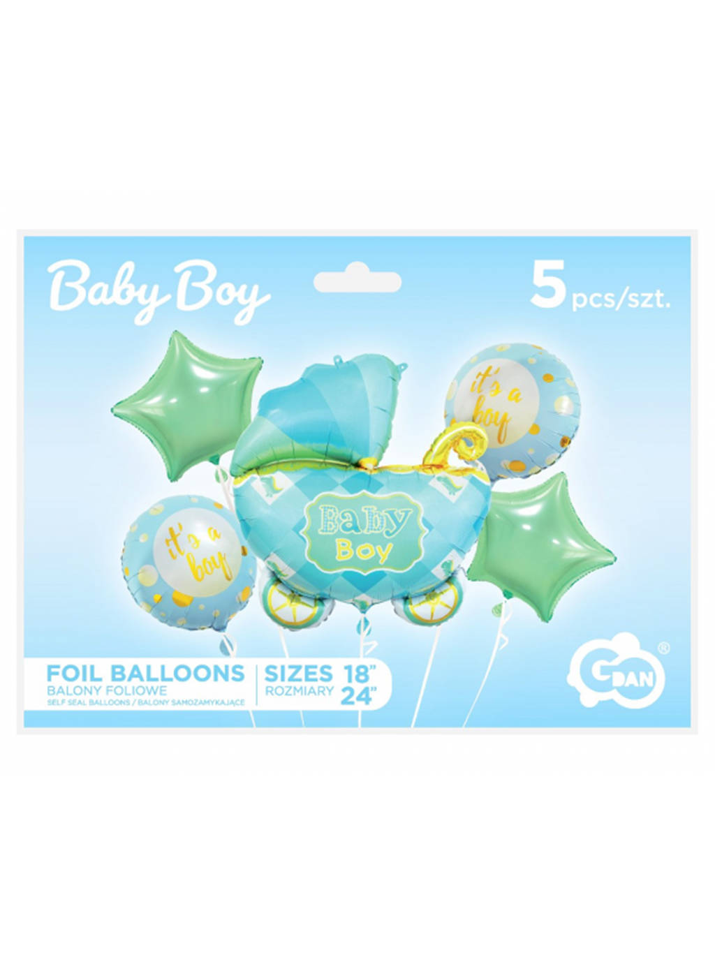 Zestaw Balonów Na Baby Shower Chłopca - niebieski