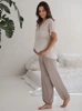 Bambusowe spodnie od piżamy ciążowej Moon długie beżowe