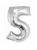 Srebrny Balon Smart cyfra "5" -76cm