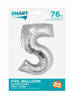 Srebrny Balon Smart cyfra "5" -76cm